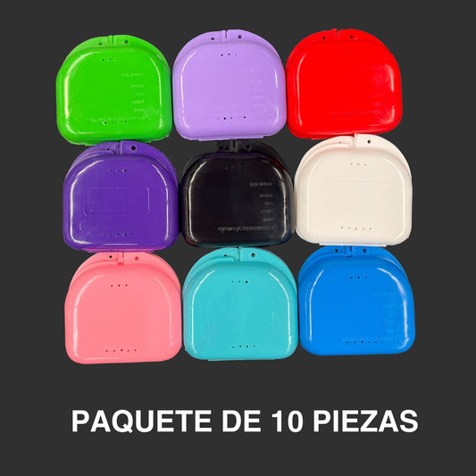 Paquete de 10 cajas de ortodoncia chicas en colores firmes