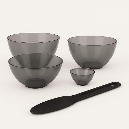 Kit de vasijas flexibles transparentes y espátula para facial