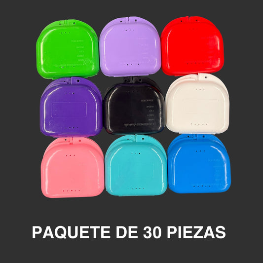 Paquete de 30 cajas de ortodoncia chicas en colores firmes