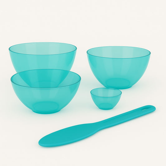 Kit de vasijas flexibles transparentes y espátula para facial