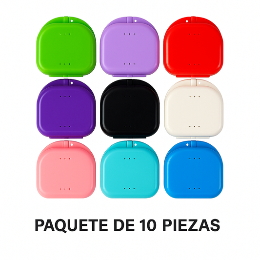 Paquete de 10 cajas de ortodoncia chicas en colores firmes